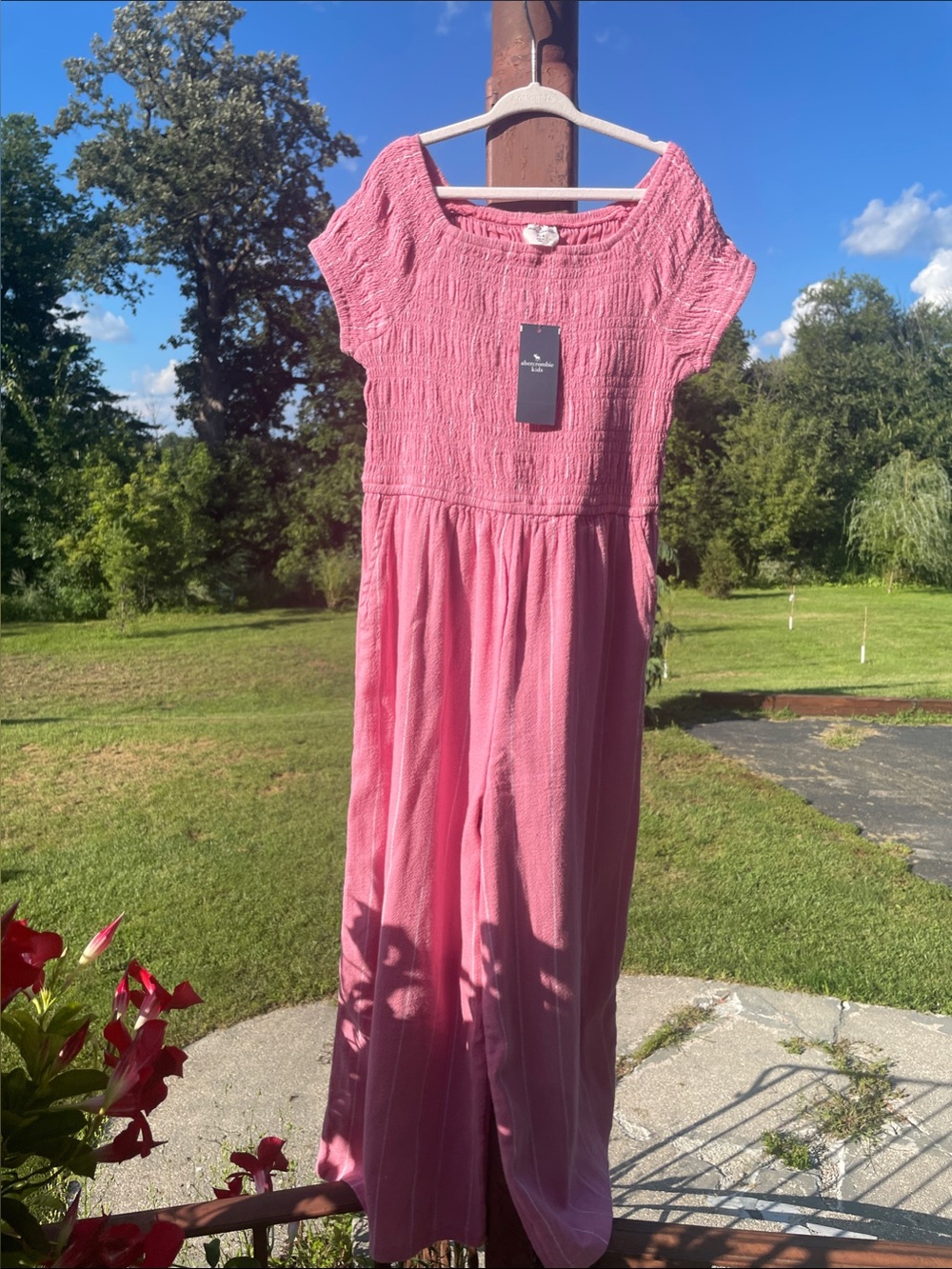 Abercrombie kids Girls’s Pink Textured Jumpsuit Dress